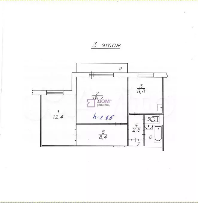 2-к. квартира, 54 м, 3/10 эт. - Фото 0