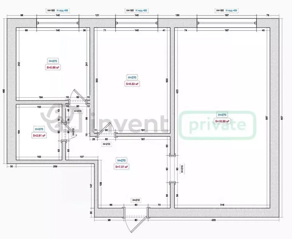 2-к кв. Калининградская область, Калининград Батальная ул., 78 (43.54 ... - Фото 2