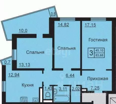 3-к кв. Калужская область, Калуга Анненки мкр, ул. Анненки, 38к1 (84.0 ... - Фото 2