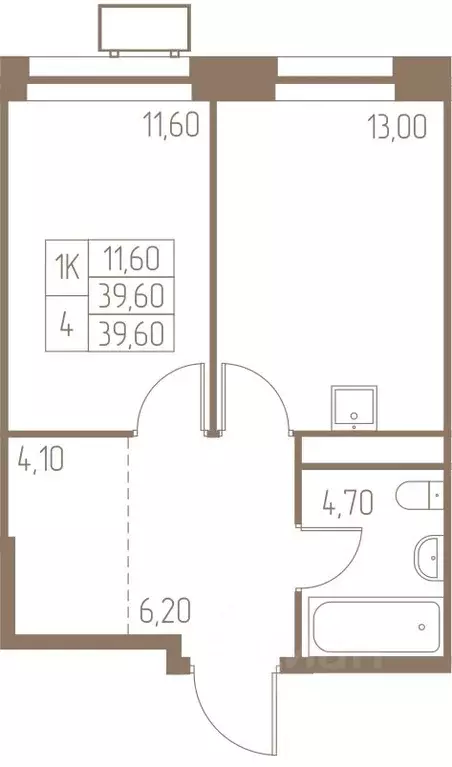 1-к кв. Московская область, Пушкино Фабрикант жилой комплекс, 1 (39.6 ... - Фото 1