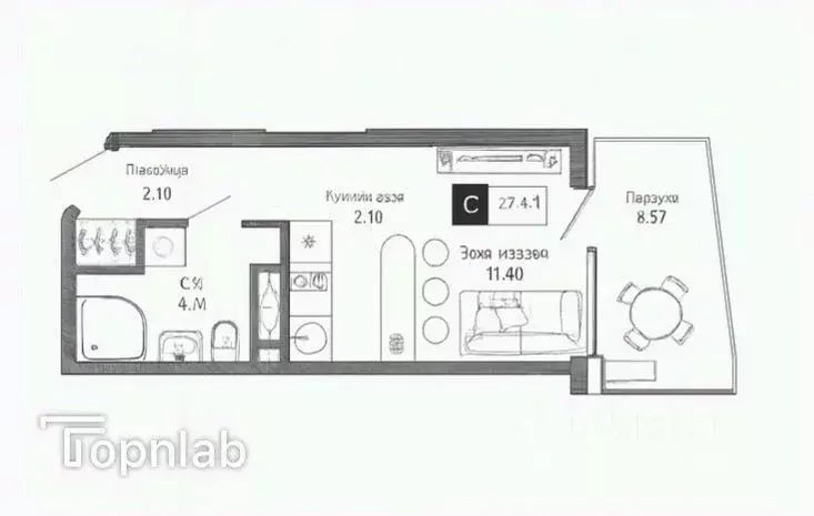 Студия Крым, Алушта ул. Западная, 4к3/2 (27.43 м) - Фото 2