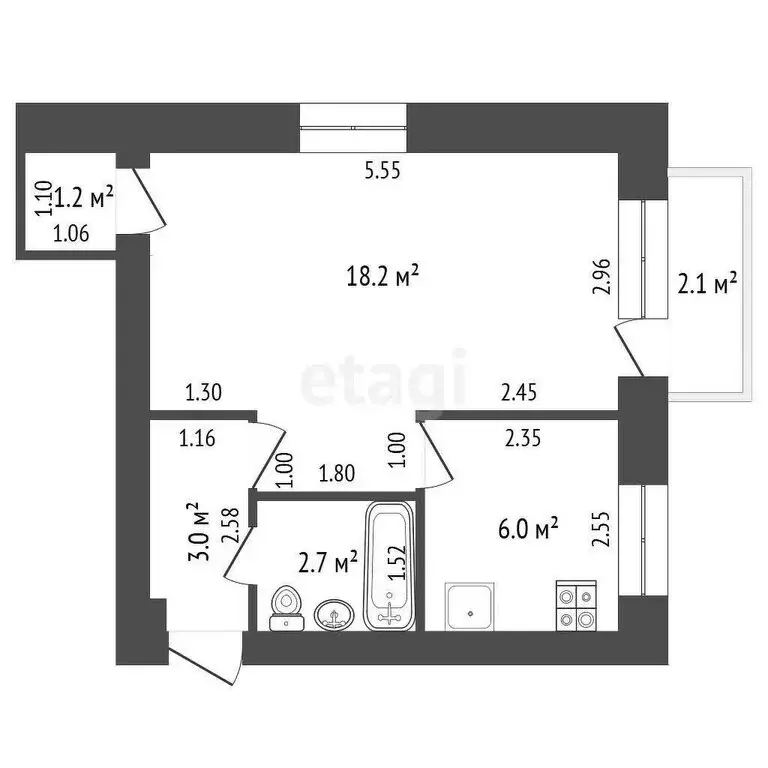 1-комнатная квартира: Петрозаводск, улица Герцена, 17 (31.1 м) - Фото 0