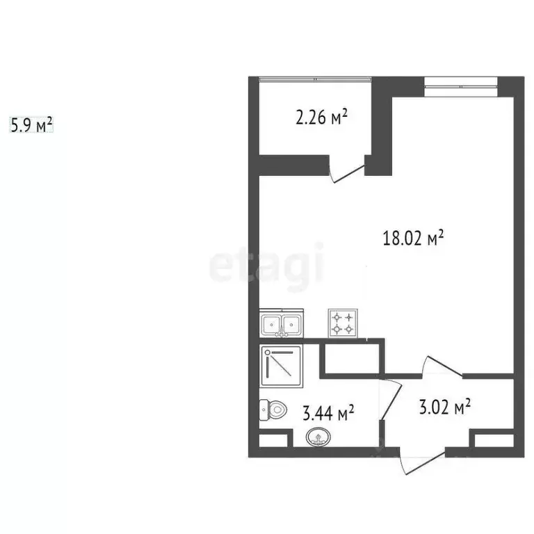 Студия Санкт-Петербург 1-й Предпортовый проезд, 1 (27.0 м) - Фото 1