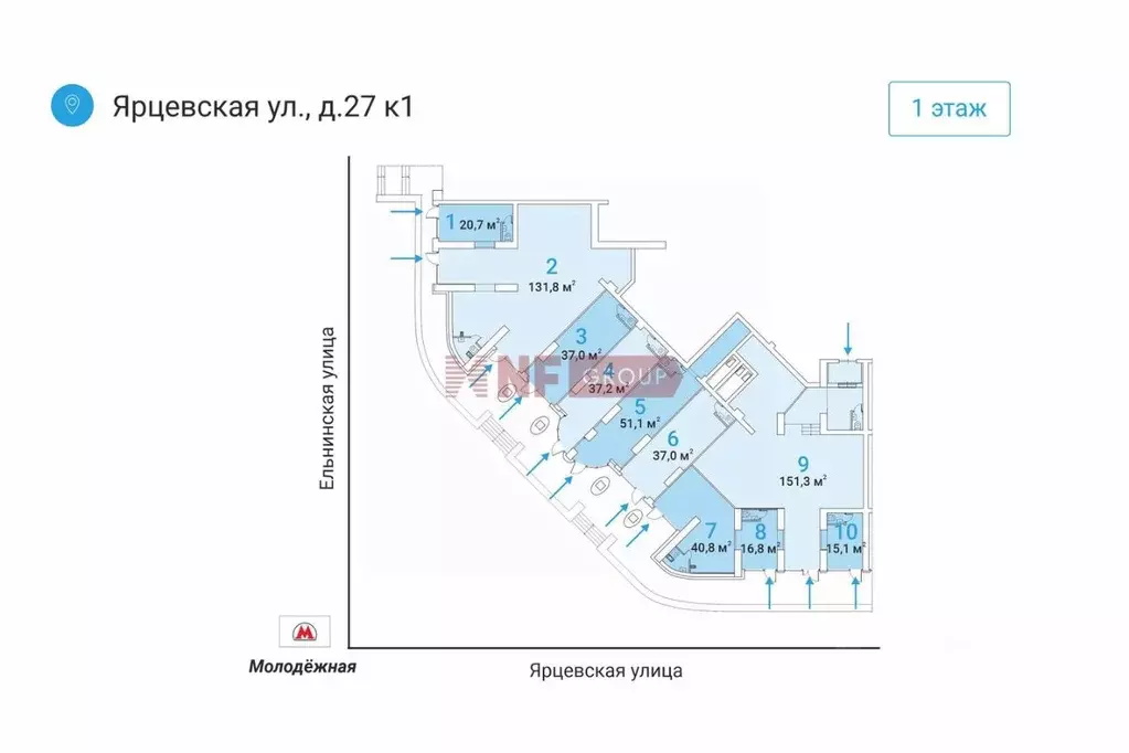 Торговая площадь в Москва Ярцевская ул., 27к1 (51 м) - Фото 1