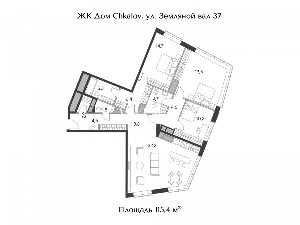 4-комнатная квартира: Москва, площадь Курского Вокзала, 1 (115.4 м) - Фото 0