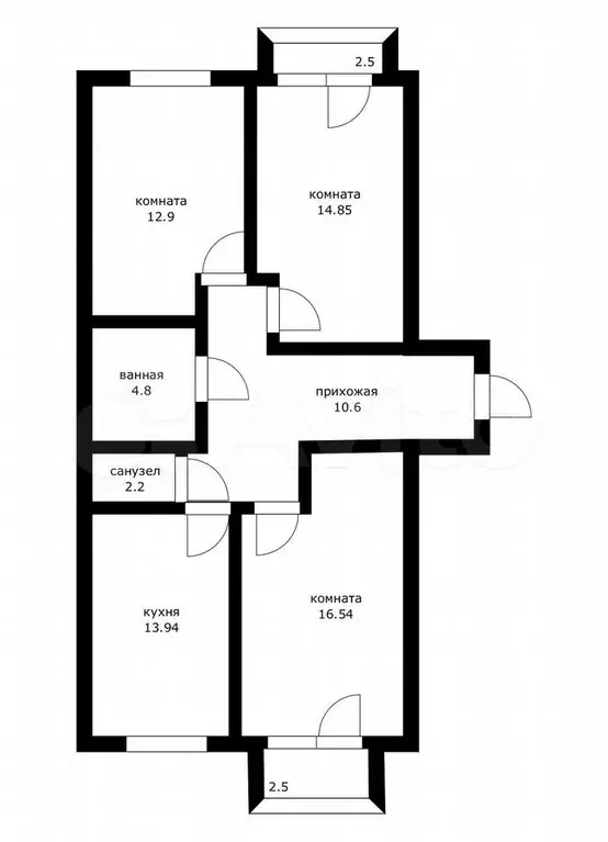 3-к. квартира, 83 м, 3/3 эт. - Фото 0