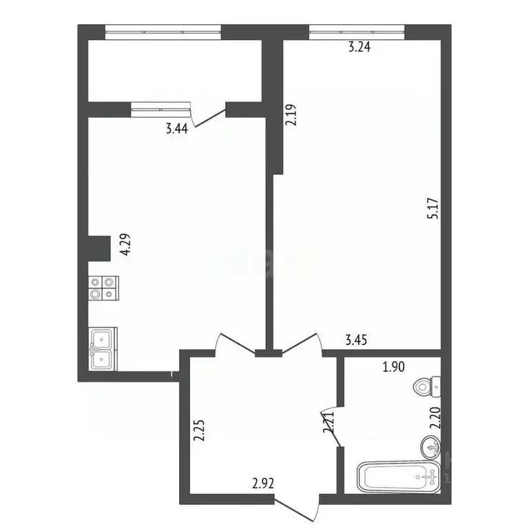 1-к кв. Севастополь ул. Челнокова, 17к1 (42.1 м) - Фото 2