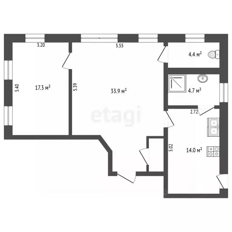 2-к кв. Псковская область, Псков Юбилейная ул., 69В (76.3 м) - Фото 2