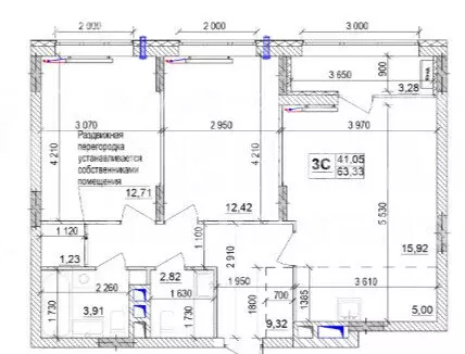 3-комнатная квартира: Кемерово, улица Ворошилова, 36 (63.7 м) - Фото 1