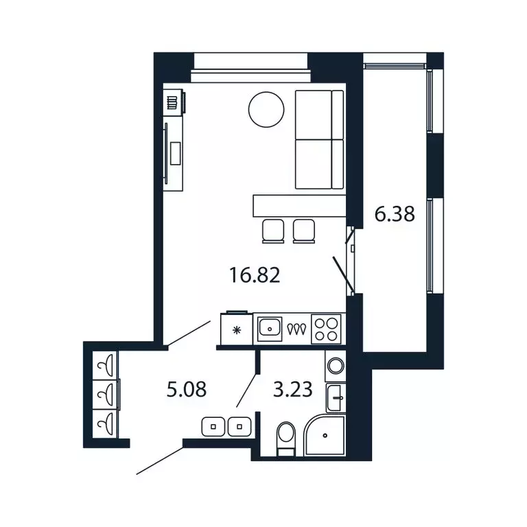 Квартира-студия: Новоселье, Центральная улица, 30к1 (25.1 м) - Фото 1