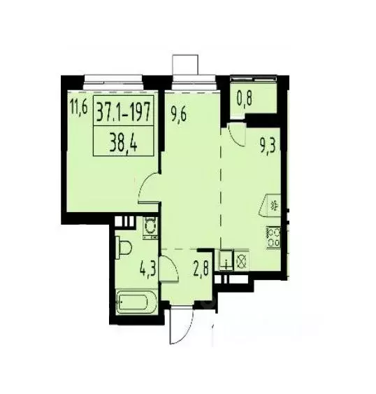 1-к кв. Москва Скандинавия жилой комплекс, 37.1.1 (39.5 м) - Фото 2