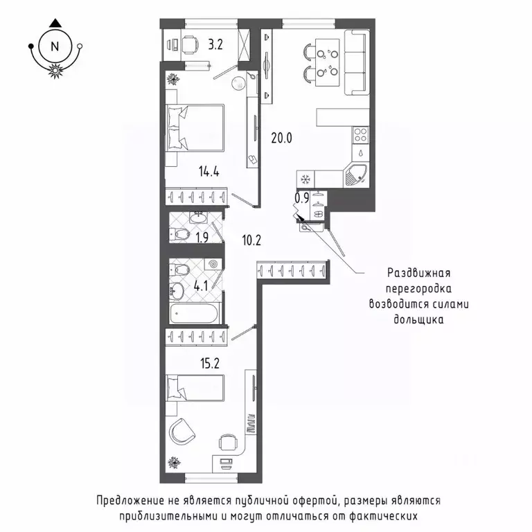 2-к кв. Санкт-Петербург бул. Измайловский, 9 (68.5 м) - Фото 1