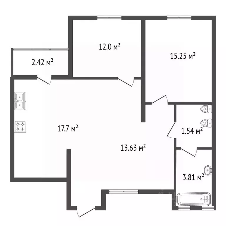 2-к кв. Санкт-Петербург ул. Маршала Казакова, 70к1 (63.9 м) - Фото 2