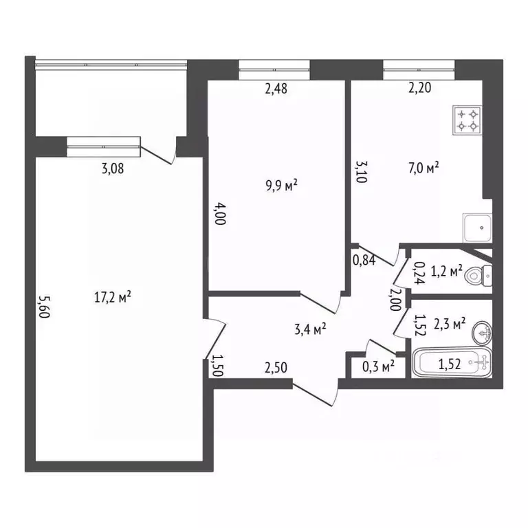 2-к кв. Башкортостан, Уфа Казанская ул., 12 (45.3 м) - Фото 2