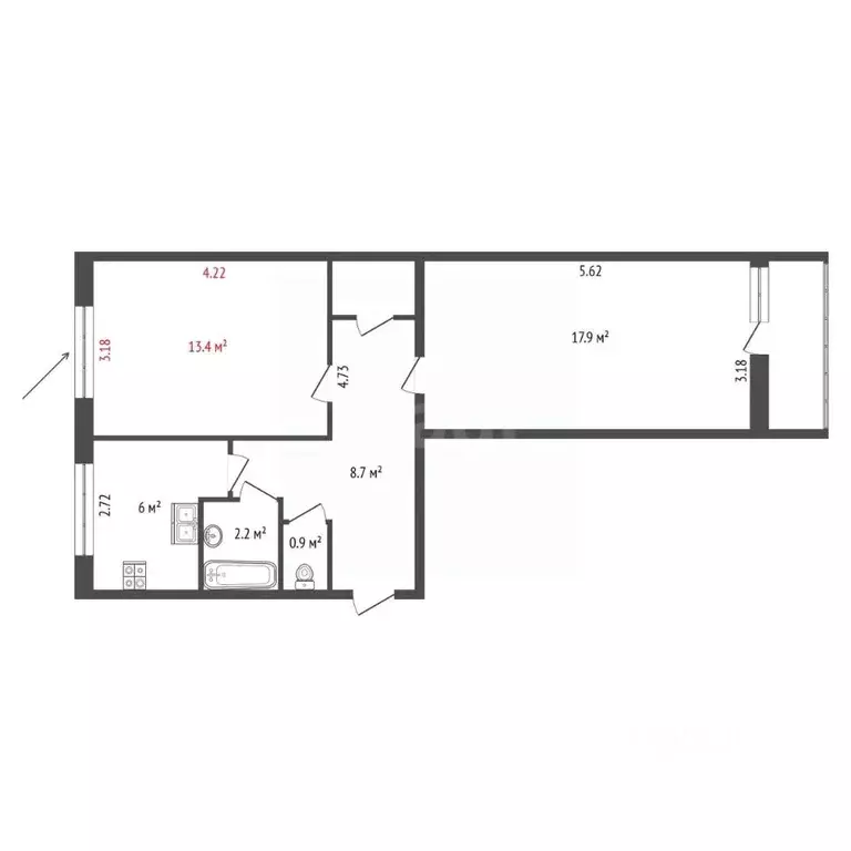 Комната Санкт-Петербург просп. Художников, 33К1 (13.4 м) - Фото 2