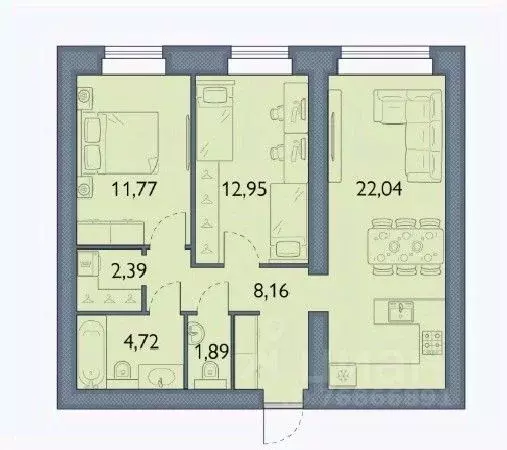 2-к кв. Брянская область, Брянский район, пос. Мичуринский, ... - Фото 1