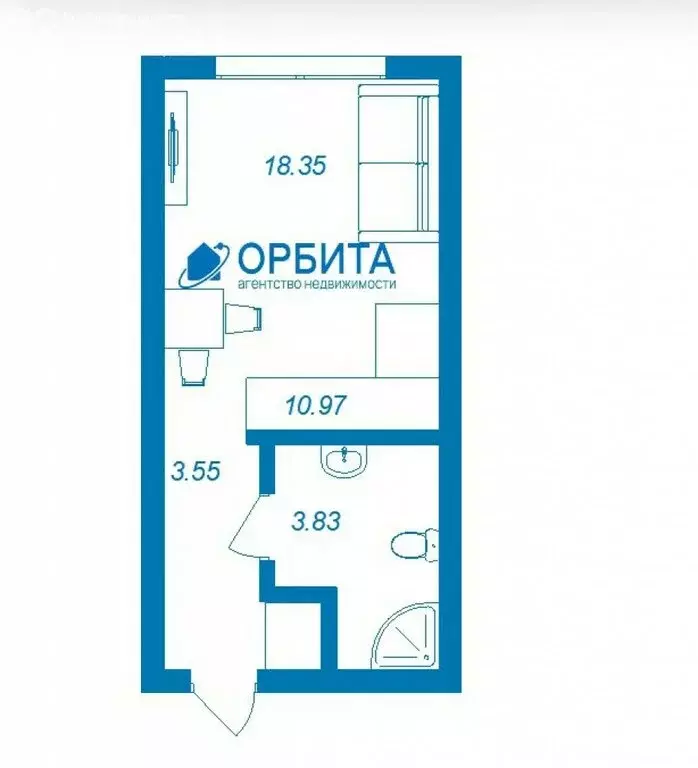 Квартира-студия: Тюмень, улица Первооткрывателей, 2 (17.8 м) - Фото 0