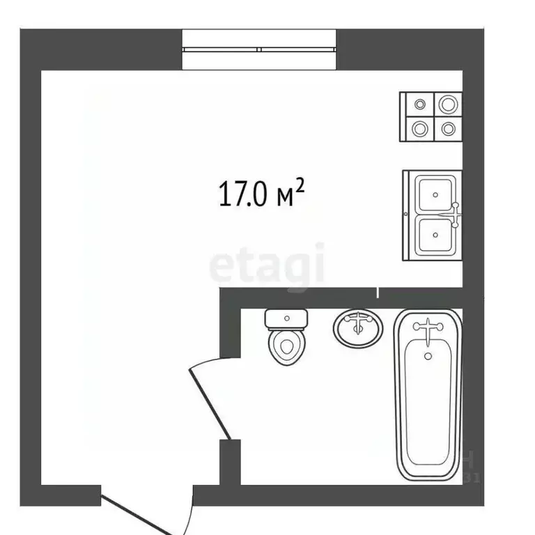 Студия Ямало-Ненецкий АО, Ноябрьск Школьная ул., 19 (17.0 м) - Фото 1