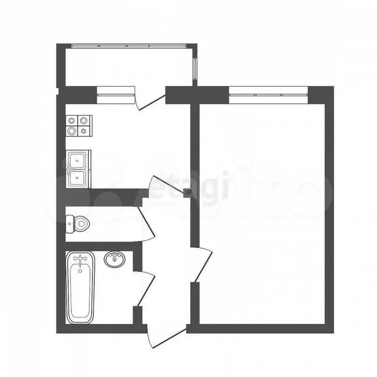 1-к. квартира, 32,7 м, 2/10 эт. - Фото 0