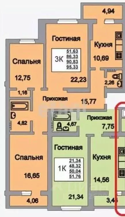 3-к кв. Саратовская область, Саратов ул. Усть-Курдюмская, 29 (92.7 м) - Фото 1