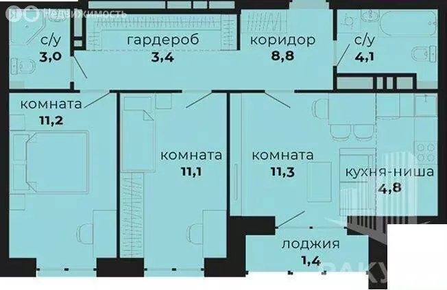 3-комнатная квартира: Пермь, улица Солдатова, 30Б (59 м) - Фото 0