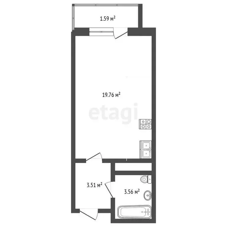 Квартира-студия: Анапа, Пионерский проспект, 57к3 (30 м) - Фото 1