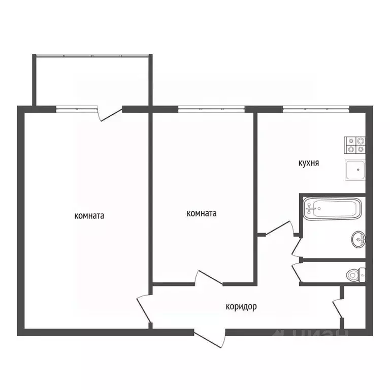 2-к кв. Воронежская область, Воронеж ул. Ильича, 73 (43.1 м) - Фото 1