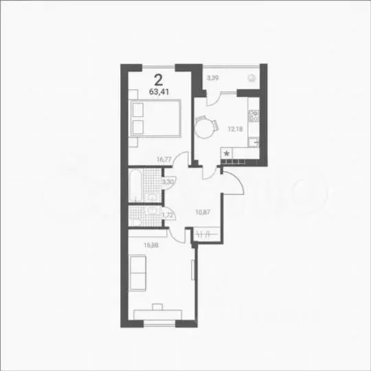 2-к кв. Смоленская область, Смоленск ул. Крупской, 60/1 (63.62 м) - Фото 2