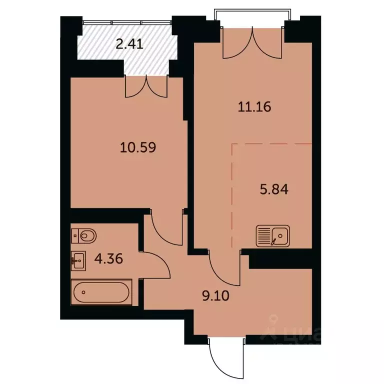 2-к кв. Новосибирская область, Новосибирск ул. Шевченко, 19/1к3 (42.2 ... - Фото 0