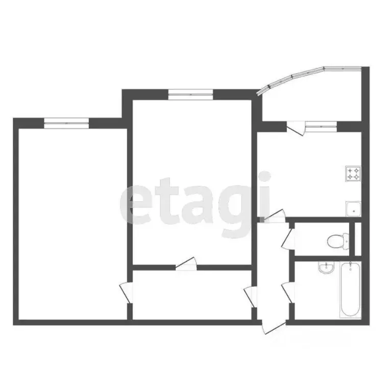 2-к кв. Тюменская область, Тюмень ул. Федюнинского, 56 (58.9 м) - Фото 1