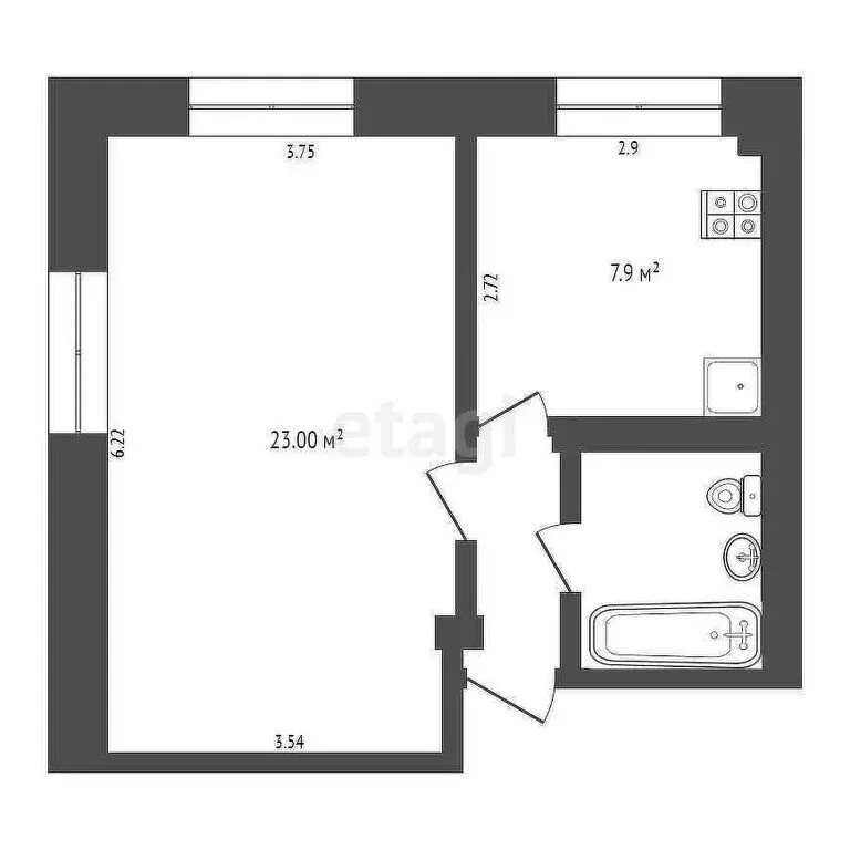 1-комнатная квартира: Омск, проспект Карла Маркса, 79 (31 м) - Фото 1