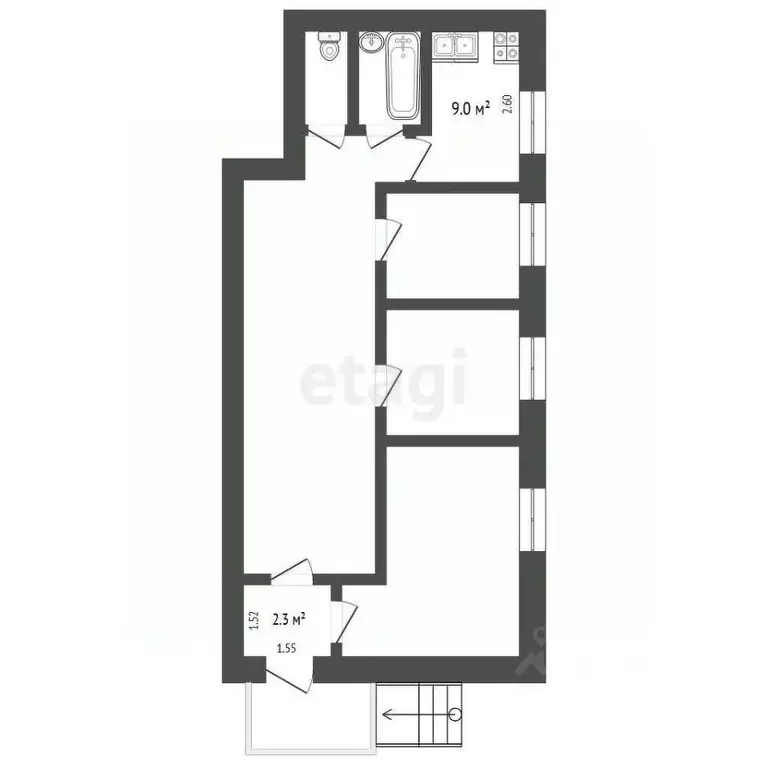 3-к кв. Вологодская область, Великий Устюг ул. Хабарова, 7А (62.2 м) - Фото 2