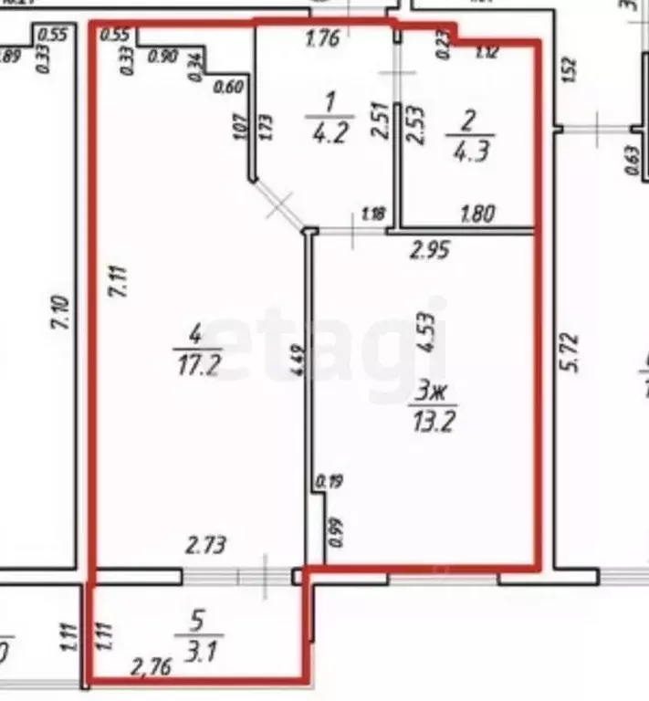 1-к кв. Калининградская область, Гурьевский муниципальный округ, пос. ... - Фото 2