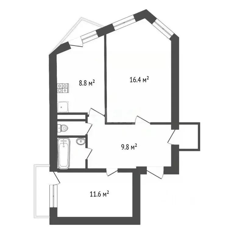 2-к кв. Калужская область, Обнинск просп. Маркса, 34 (52.0 м) - Фото 2