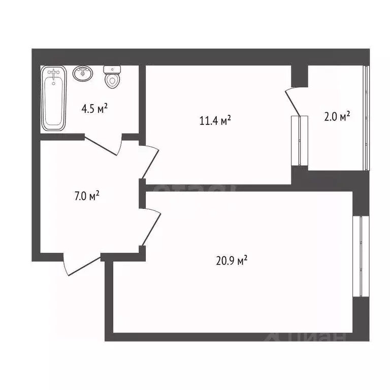 1-к кв. Красноярский край, Красноярск Свердловская ул., 6Л (43.8 м) - Фото 2