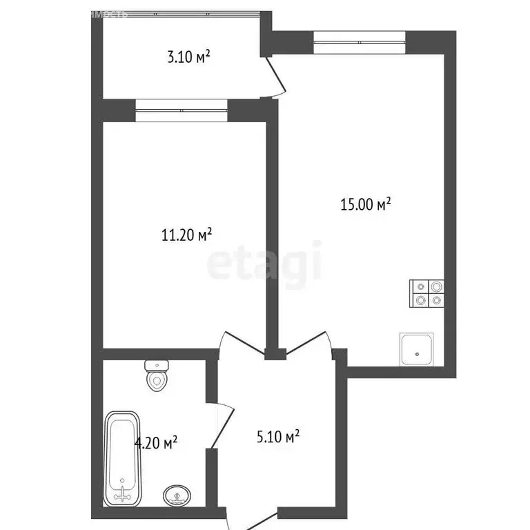 1-комнатная квартира: Тюмень, улица Сергея Свиридова, 5 (36.2 м) - Фото 1