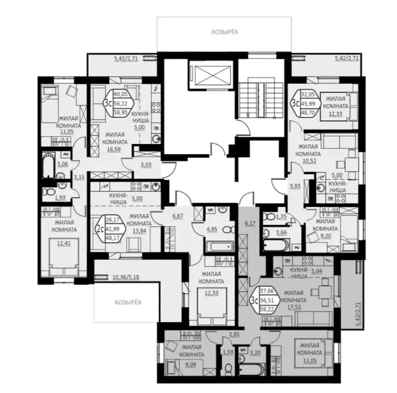 3-к кв. Пермский край, д. Кондратово ул. Г.Н. Нифантова, 12 (59.22 м) - Фото 2