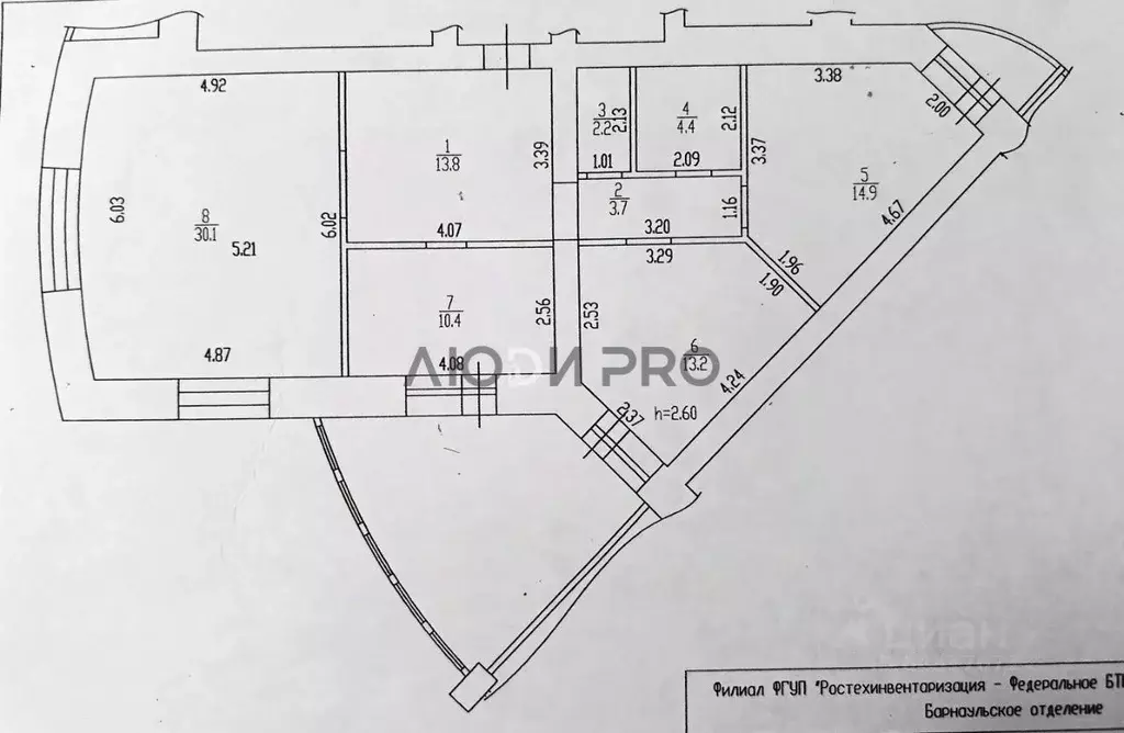 3-к кв. Алтайский край, Барнаул ул. Юрина, 299А (92.7 м) - Фото 1