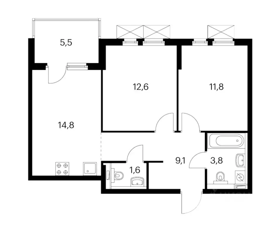 2-к кв. Краснодарский край, Новороссийск ул. Мурата Ахеджака, 3 (59.2 ... - Фото 1