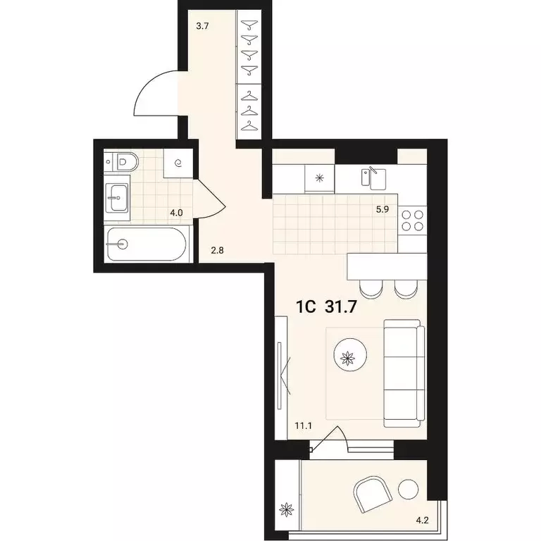 Продаётся квартира-студия, 31.7 м - Фото 0