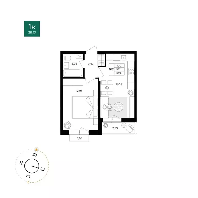 1-к кв. Ярославская область, Ярославль Северный жилрайон, 15-й мкр, 1 ... - Фото 1