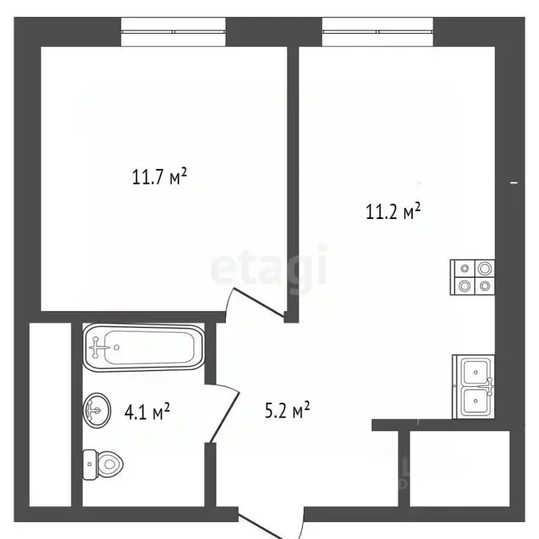 1-к кв. Тюменская область, Тюмень Новгородская ул., 14 (32.5 м) - Фото 2