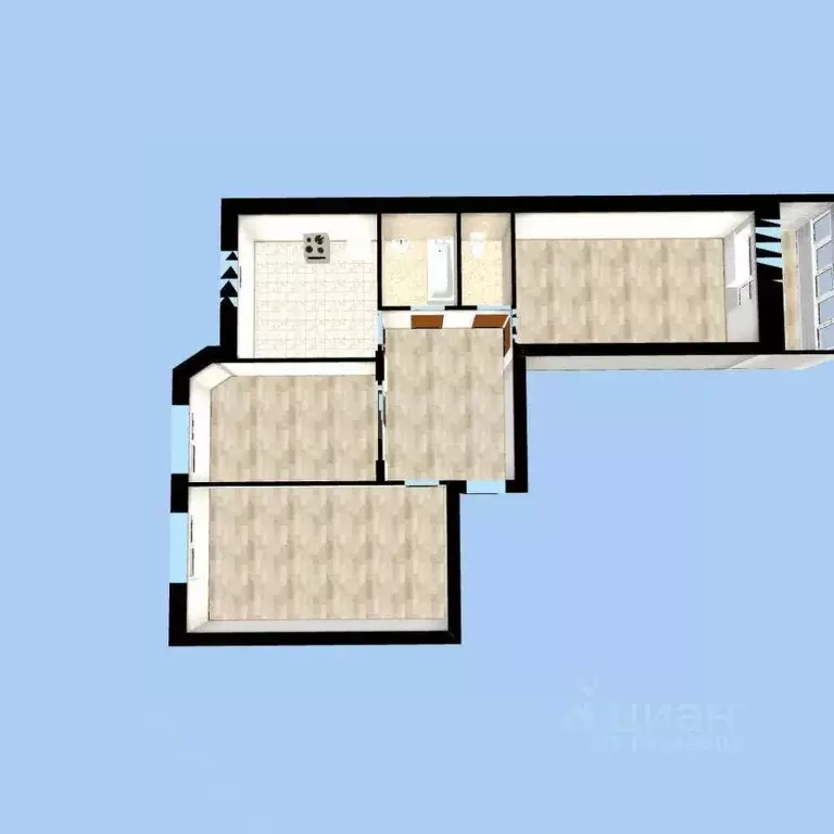 3-к кв. Башкортостан, Уфа ул. Генерала Кусимова, 15/2 (82.2 м) - Фото 1