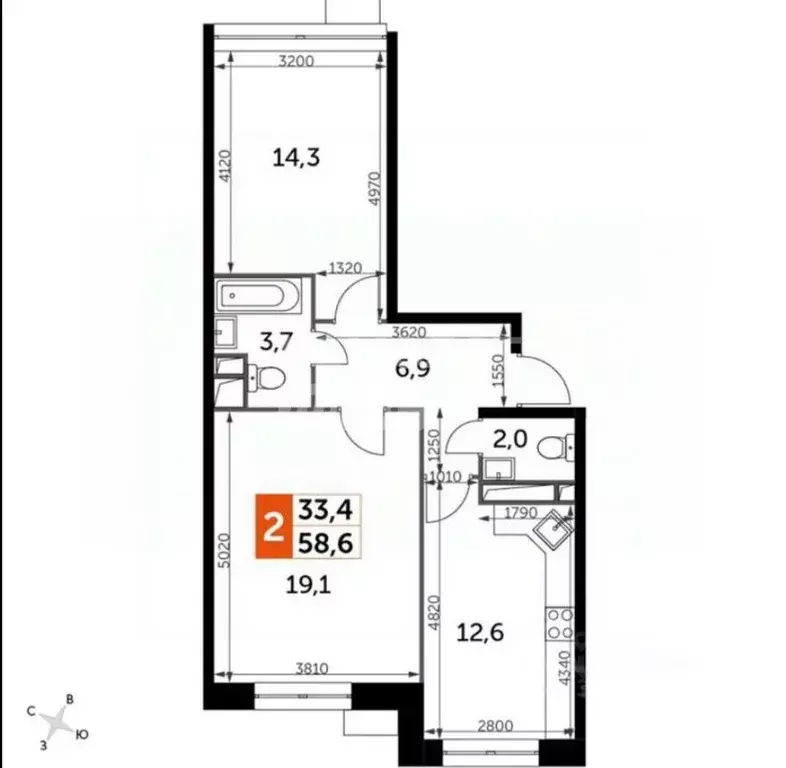 2-к кв. Московская область, Мытищи городской округ, пос. Нагорное ... - Фото 2