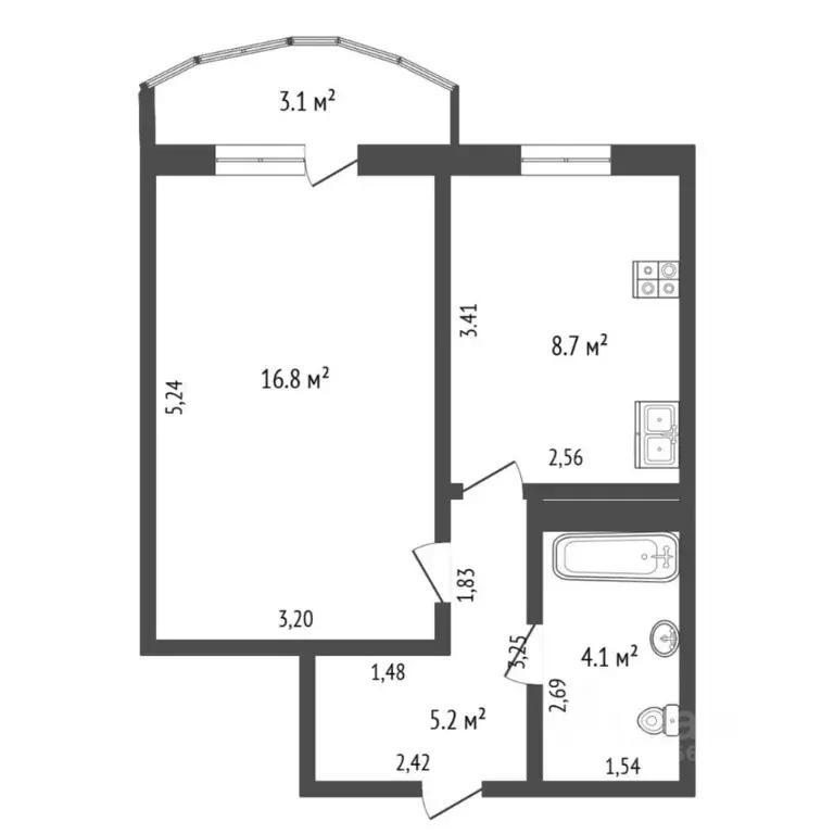 1-к кв. Тюменская область, Тюмень ул. Тамары Сатюковой, 18 (34.8 м) - Фото 2