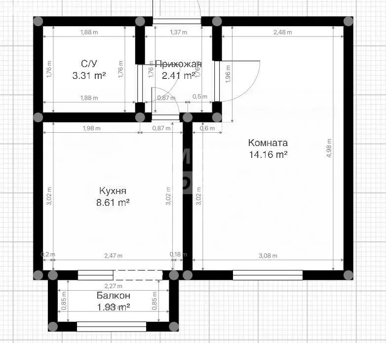 1-комнатная квартира: Нальчик, улица Головко, 99 (30.3 м) - Фото 1