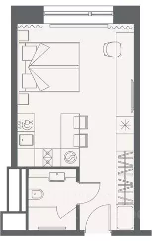 1-к кв. Санкт-Петербург Камышовая ул., 25 (27.16 м) - Фото 0