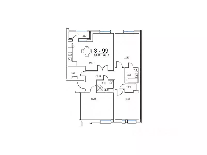 3-к кв. Санкт-Петербург Студенческая ул., 14к1 (100.0 м) - Фото 2