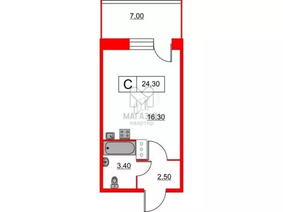 Квартира-студия: Кудрово, Солнечная улица, 4 (24.3 м) - Фото 1