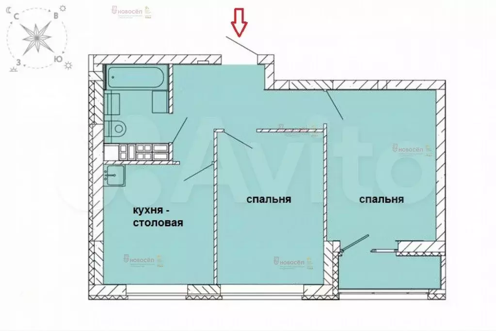 2-к. квартира, 45,6 м, 8/10 эт. - Фото 0